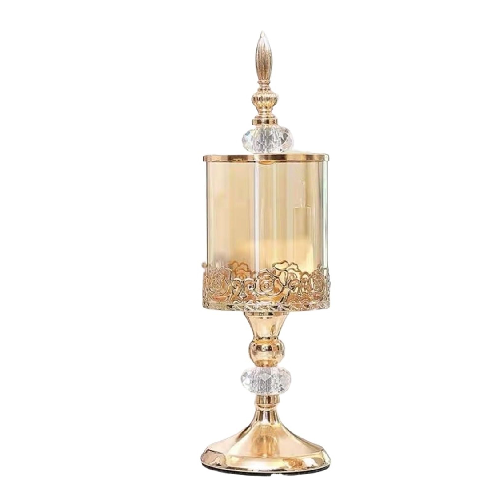 Tarro de almacenamiento cristal lujo con tapa, tarro caramelo rosa, chapado en oro, adornos decorativos, arte, decoración del hogar para Caramelos