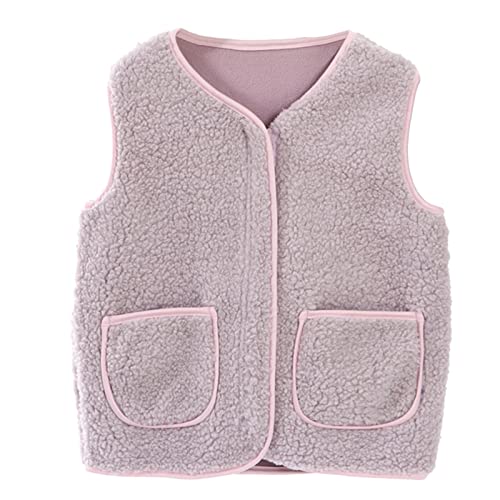 Kids Toddler Fleece Vest Boys Girls Winter Warm Sleeveless Padded Jacket Unisex Stand Collar Quilted