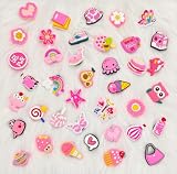 30,50,100 Pcs Random Pink Croc Charms for Girls Women, Cute Shoe Decoration Accessories Pins, Fun Mystery Bulk Gift Box for Clog Sandals, Birthday Party Favors (30 Pcs)