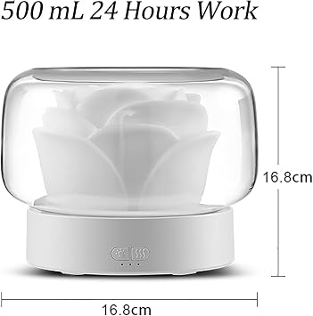 Diffusers for Essential Oils Large Room: SEVEYEE 500ml Aromatherapy Diffuser for Home Bedroom - Big Capacity Running 24 Hours Waterless Auto Off with 7 Colors Lights - White