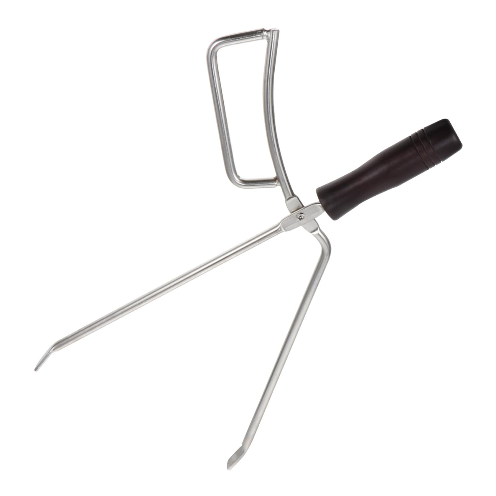 Gatuida Pinza per Carbone Barbecue in Acciaio Inossidabile Manico in Legno di Acero Solido, Pinza per Carbonella Estesa per Cucina e Barbecue Esterno