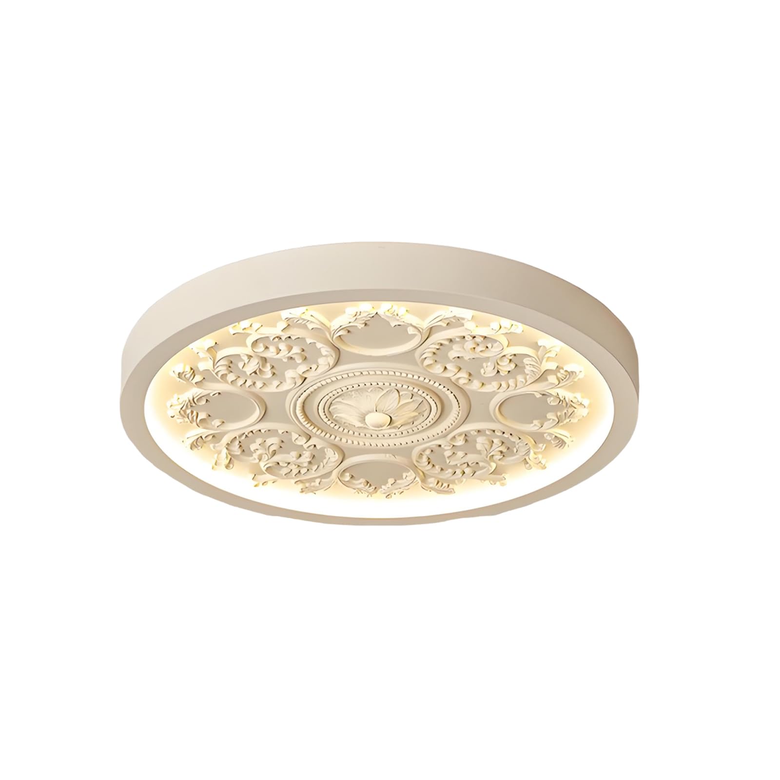 YNVIOZM Dimmable Flush Mount Ceiling Light Modern Resin LED Lighting Fixtures with Remote Control French-Style Carved Design Round Close to Ceiling Lamp for Bathroom Hallway Bedroom Entryway Kitchen