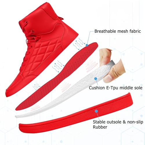 Soulsfeng Men's Women's High Top Sneakers Leather Ankle Boots Lace Up Walking Tennis Shoes2