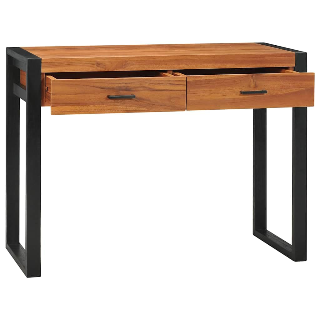 Scrivania a 2 cassetti 100 x 40 x 75 cm in legno massello di teak