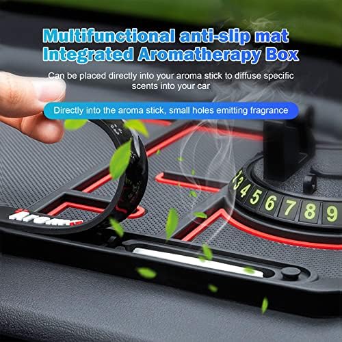 AISEN Anti-Skid Car Dashboard Sticky Pad, Multifunctional 4-In-1 Non Slip Phone Pad for Car, Anti-Skid Dash Mat with Phone Holder, Anti-Slip Car Phone Mat for Sunglasses, GPS, Key, Coins (No Luminous)