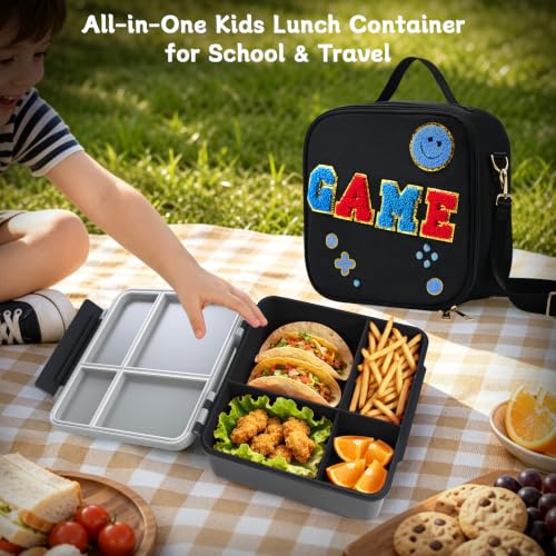 Image of Kids Lunch Box with Lunch Bag Bento (GameBlack)