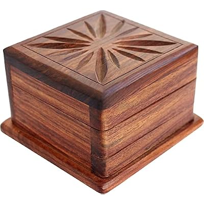 Secret Box Brainteaser Puzzle Case Trick Opening Storage Organiser Unique Artisan Gifts for Her, Girlfriend, Men