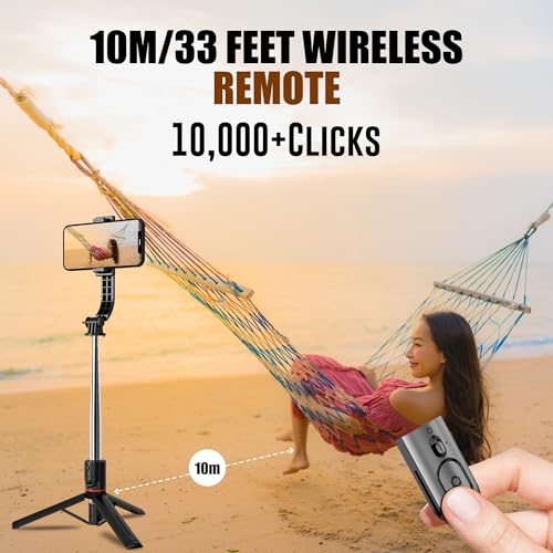 Image of WeCool Long Selfie Stick Extendable Upto 45inches with 6-Section Telescopic Height Adjustment, Detachable Mobile Holder, Compatible with GoPro /Mobile for Video & Photoshoot