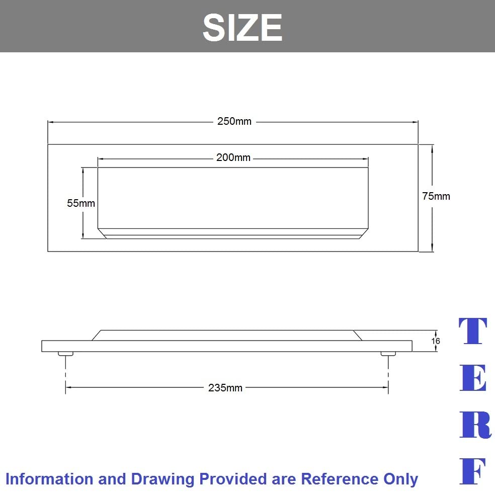 TERF® 250mm X 75mm Traditional Type Silver Letter Postal Plate Gravity Letter Plate Aluminium 250mm X 75mm (10'' X 3'') Letter Postal Box Cover Plate Gravity including Fixing Screw - Image 3
