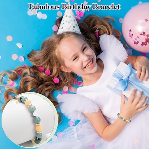8-18 Year Old Girls Birthday Gifts, Sweet Heart Charm Birthday Bracelet with Happy 8-18th Birthday Message Card + Natural Stone Meaning's Card for Daughter/Granddaughter/Niece/Best Friend2