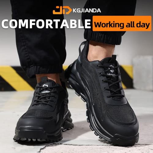 Image of Steel Toe Shoes for Men, Lightweight Safety Work Shoes, Breathable Puncture-Resistant Work Shoes for Warehouse, Factory and Light Construction