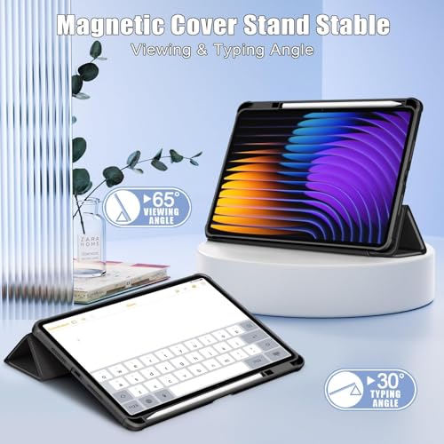 Image of MOCA Case for Xiaomi Mi Pad 8 /8 Pro /Pad 7 / Pad 7 Pro 11.2 inch, Smart Flip Case with Pen Holder, Trifold Stand, Magnetic Auto Sleep Wake, Hard Back Protection (Black)