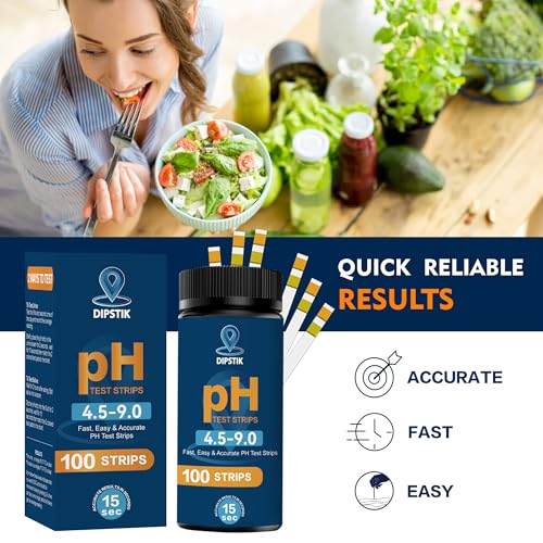 Image of Saliva and Urine pH Test Strips,100 Paper pH Strips 4.5-9.0 | for Tracking Alkaline & Acid Levels in Body, Fast, Accurate pH Testing