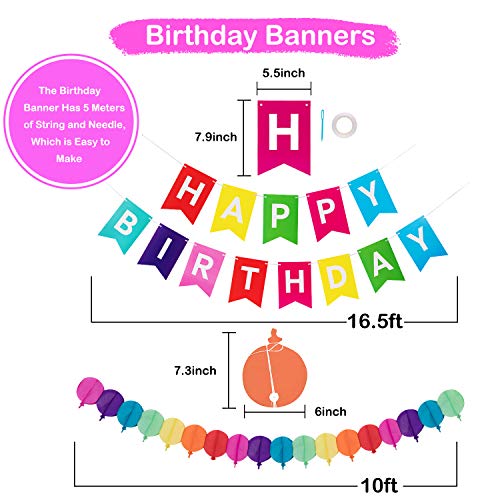 Whaline Rainbow Birthday Party Decoration Colorful Happy Birthday Banner Fiesta Paper Fan Pom Poms Flowers Paper Balloon Banner Polka Dot String Hanging Swirl for Birthday Mexican Party, 28Pcs 3 Whaline Rainbow Birthday Party Decoration Colorful Happy Birthday Banner Fiesta Paper Fan Pom Poms Flowers Paper Balloon Banner Polka Dot String Hanging Swirl for Birthday Mexican Party, 28Pcs - Image 4