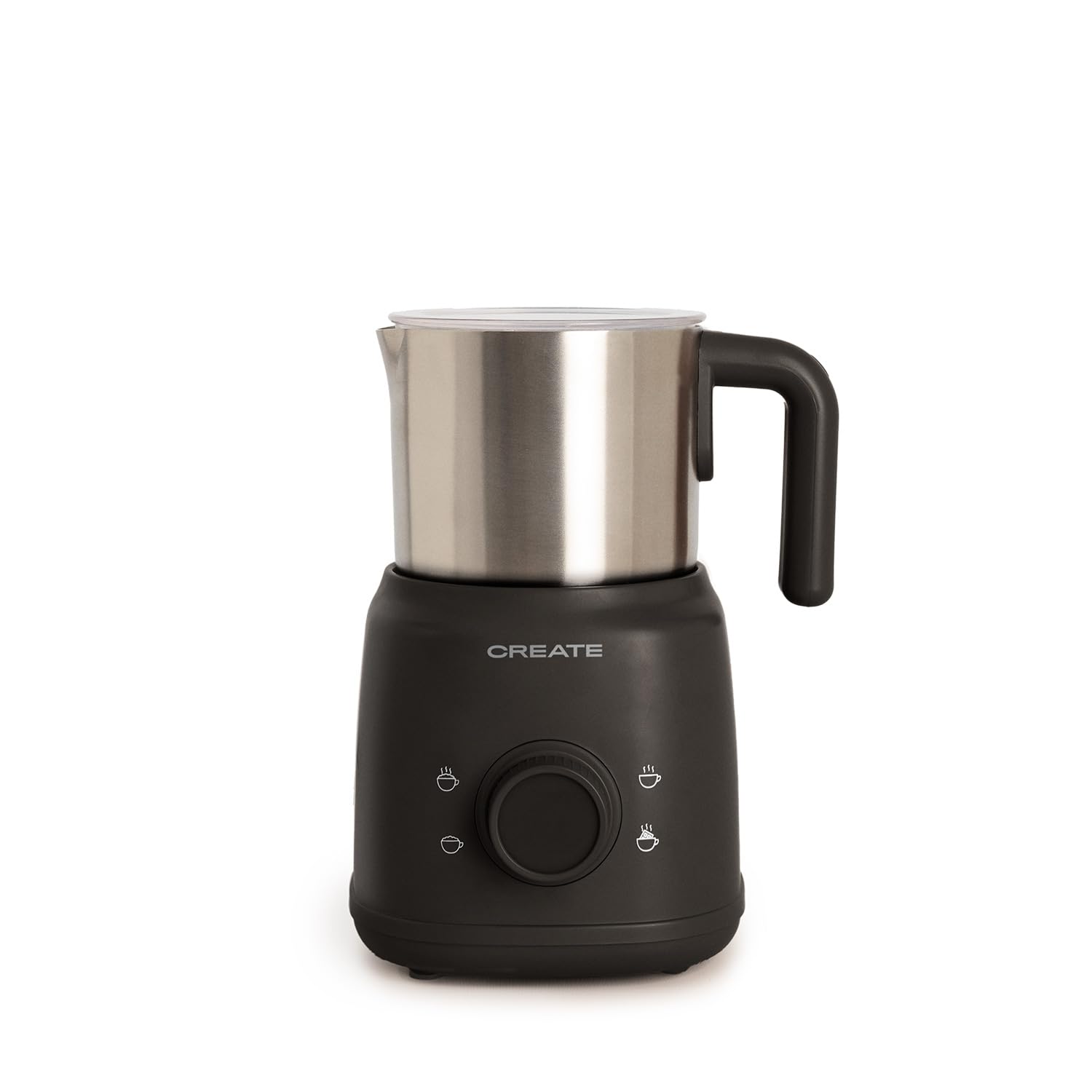 CREATE/​MILK FROTHER RETRO/​Espumador calentador de leche con jarra extraíble negro/​Accesorios giratorios magnéticos, 350ml, uso en frío o caliente, 500W
