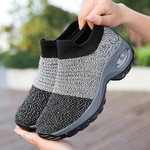 Image of Non Slip Work Shoes Women, Slip On Sneakers Women,Work Shoes Walking Gym Nurse Mesh Casual Fashion Sneakers Comfort Breathable Lightweight