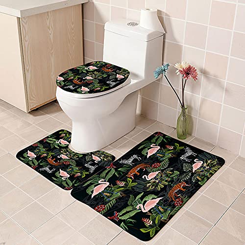 ZDDWLDL 4-Teilig Duschvorhang Set Mit Rutschfesten Teppichen Toilettendeckel Und Badematte Wasserdicht Farbfest Schimmel… – Bild 5