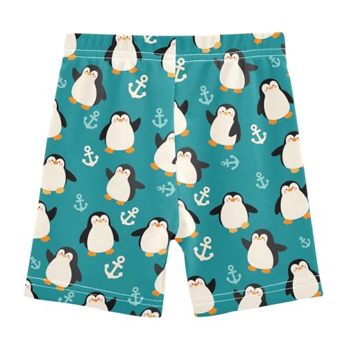 Cartoon Penguin and Anchor Pattern Girls Shorts Elastic Waist Sports Shorts Girls Leggings Pants for 4-10 Years2
