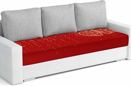 Onekaccu Fundas de cojín doradas con diseño de amor brillante para sofá, fundas universales en forma de L, fundas elásticas para sofá rojo con