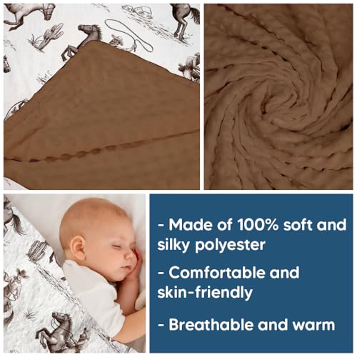 Image of Western Baby Blanket, Cowboy Minky Blankets for Boys Girls, Nursery Room Decor, Soft Warm Lightweight Nursery Bed Blanket for Newborn Toddlers Son Daughter (05)
