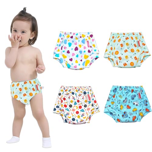 Image of VParents Padded Underwear for Babies and Toddlers with 3 Layers of Cotton Padding Potty Training Pull Up & Diaper-Free Time (3-4 Years) PO4 Lion, Car, Heart & Galaxy Multicolour
