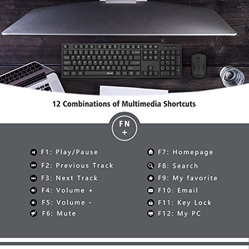 Jelly Comb Wireless Keyboard and Mouse, 2.4G Wireless Keyboard Mouse Full Size with 12 Multi-Media Keys and Auto Sleep for Windows/Computer/PC/Laptop/Desktop-K041 - Thumbnail 2