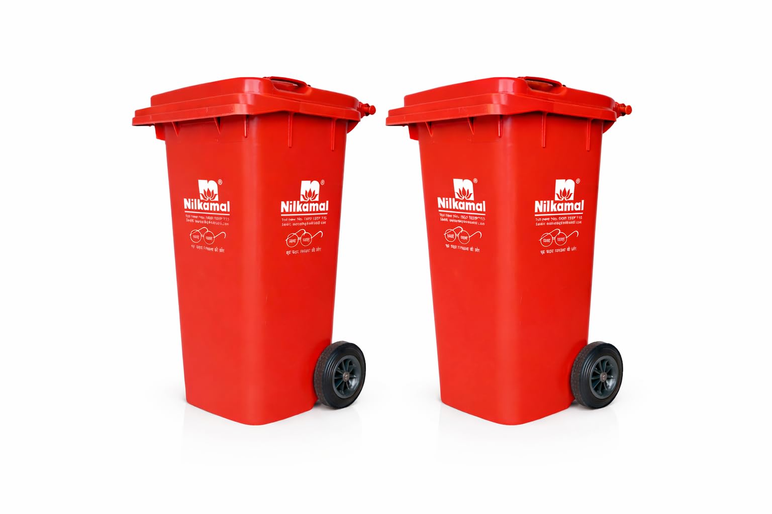 Nilkamal 120 Ltrs Dustbin with wheels and Lid for Outdoor (Pack of 2, Red)-image-0