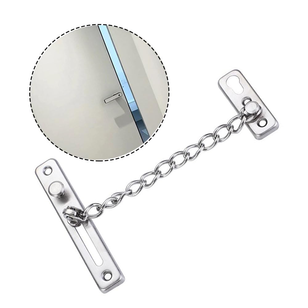 Catena Per Porta Di Sicurezza,Catena Porta, Catena di Sicurezza Della Porta, Serratura Catena di Sicurezza in Acciaio del Catenaccio della Porta della Catena Antifurto Portiere Finestre(Argento)