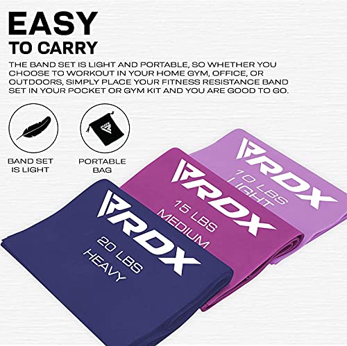RDX Resistance Bands TPE 3 Level Set 1.5M Long, REACH RoHS CPSIA Certified, Flat Skin Friendly Thick Stretch Elastic Loop, Yoga Home Gym Fitness Workout Exercise, Ballet Pilates Legs Training Slimming - Image 4