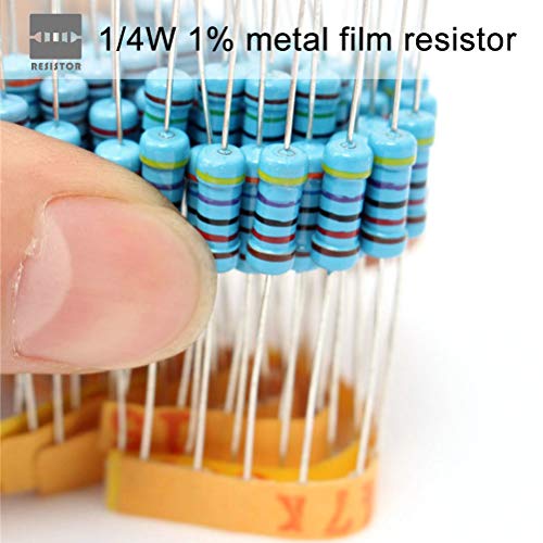 image for Uspacific 1000pcs 50 Values Resistor Kit 1Ohm-10 Ohm with 1% 1/4W Meta