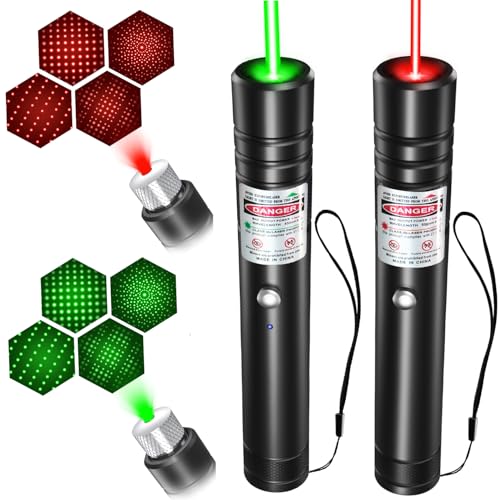 MIPREZT [2 Packs Green+Red] Rechargeable Laser Pointer High Power Green Red Beam Laser Light Long Distance Range for TV/LED/LCD Screens Tactical Flashlights Presentation Office/Outdoors/Astronomic