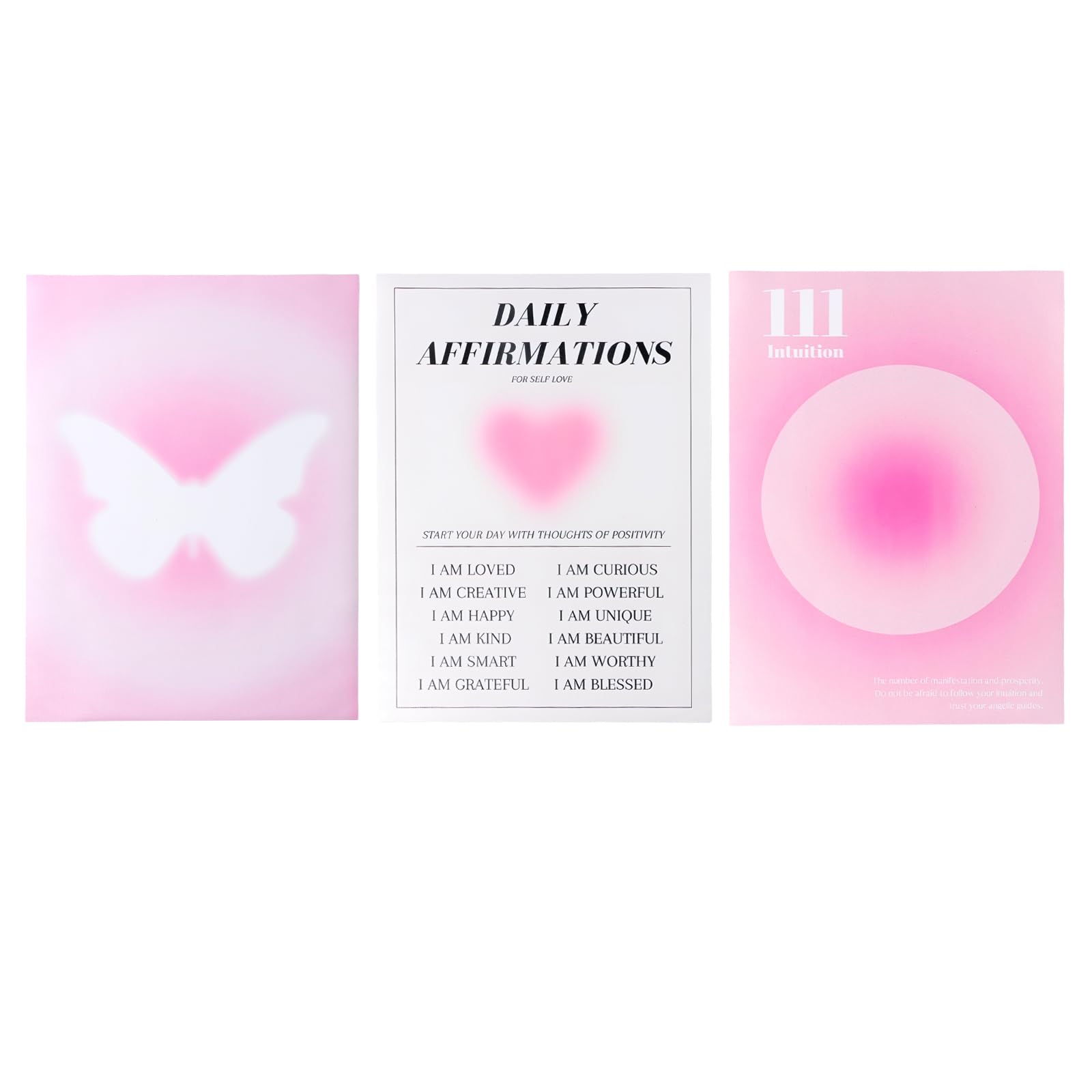 3 Stampe Su Tela Con Fiocco Rosa Per Parete - Quadri Decorativi 30x40 Cm Con Cornice