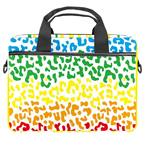 Funda de leopardo para portátil de 14 pulgadas y tablet con asa de hombro