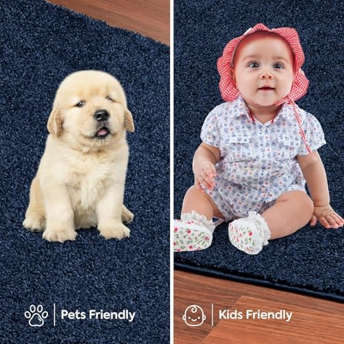 Ambiant Pet Friendly Solid Color Area Rugs Navy - 3' Hexagon, Indoor, Stain & Fade Resistant, Perfect for Living Room, Bedroom, Dining Room, Entryway, Doorway, Pet & Kids Friendly Rug, Wedding - 5