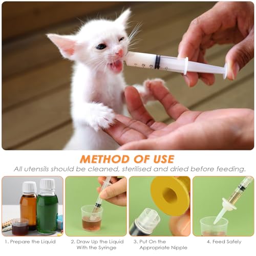 Rseuphiee Aufzuchtflasche, Haustier Fütterung Silikon Nippel, katzenmilch Aufzuchtflasche für undewelpen Kitten, mit Spritzen, Futterspritzen Kleintiere, für Welpen Hund Katze oder andere Haustiere