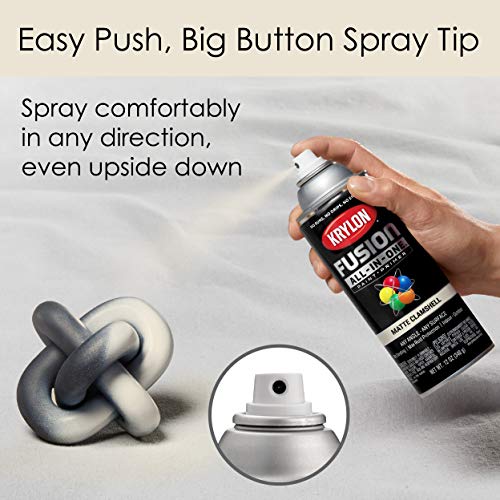 Image of Krylon K02799007 Fusion All-In-One Spray Paint for Indoor /Outdoor Use, Matte Clamshell Off-White (Pack of 2)