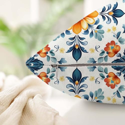 Housse coussin 80x80cm imperméable et fleurs double face pour banquette extérieure - 5