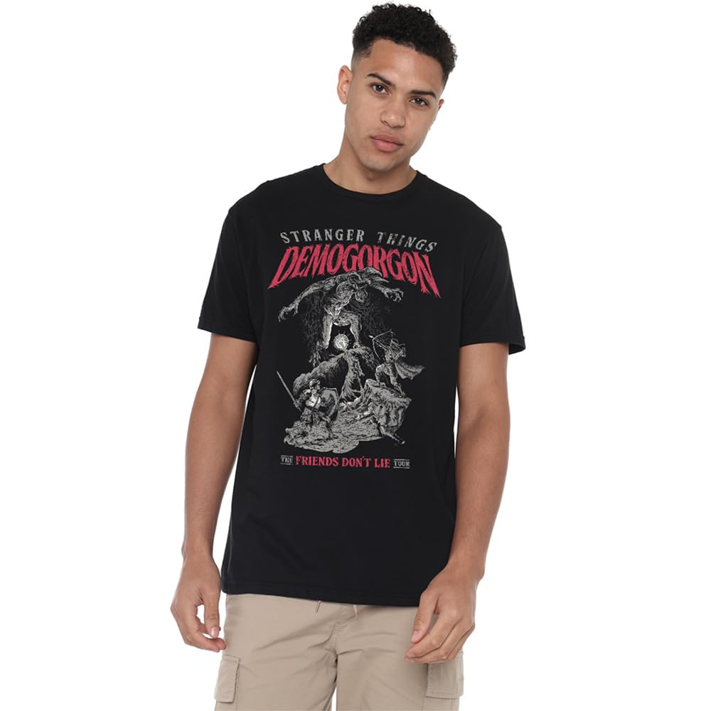 Stranger Things Demogorgon Friends Don't Lie Unisex T Shirt, Black, Medium