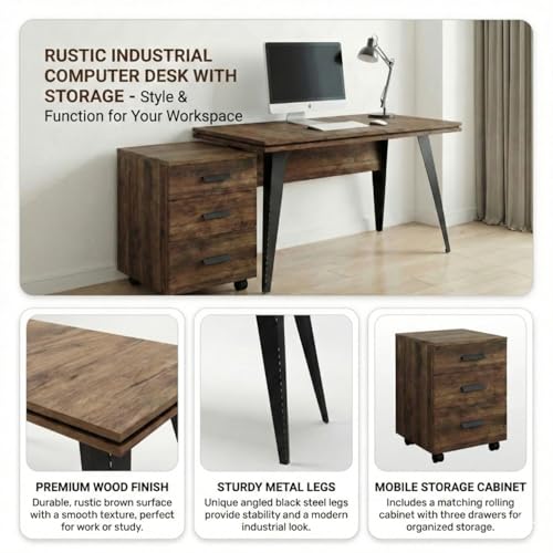 Image of FFO Computer Table with Storage | Multipurpose Office Desk for Home & Work | Study Table for Students | Sturdy PC Table with 1 Year Warranty | DIY Assembly
