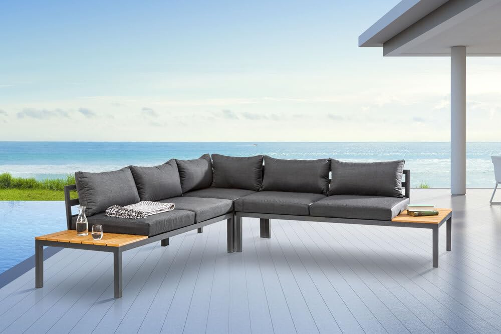 Riess Ambiente Große Garten Sitzgruppe Miami Lounge 240cm schwarz anthrazit Gartenmöbel inkl. Kissen Gartensitzgruppe Outdoormöbel Loungemöbel