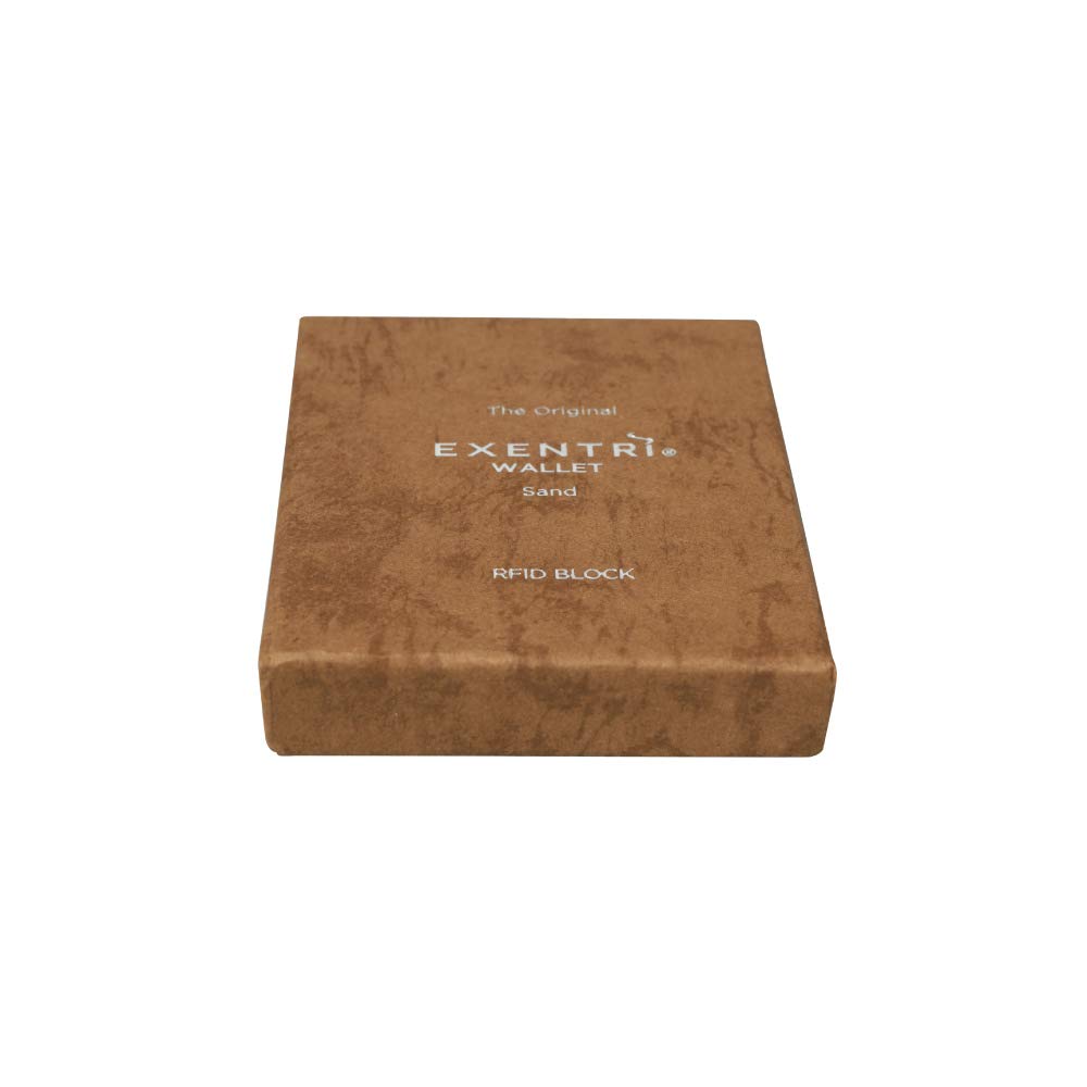 EXENTRI Premium Leather Trifold Wallet for Men - RFID Blocking Slim Wallet W/Stainless Steel Locking Clip & Quick Access Windows