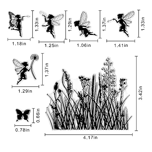Hying Fairy Butterfly Flower Background Clear Stamps For Card Making And Photo Album Decorations, Flying Girls Transparent Rubber Stamps Spring Flowers Stamp Seal For Diy Scrapbooking #TOP1