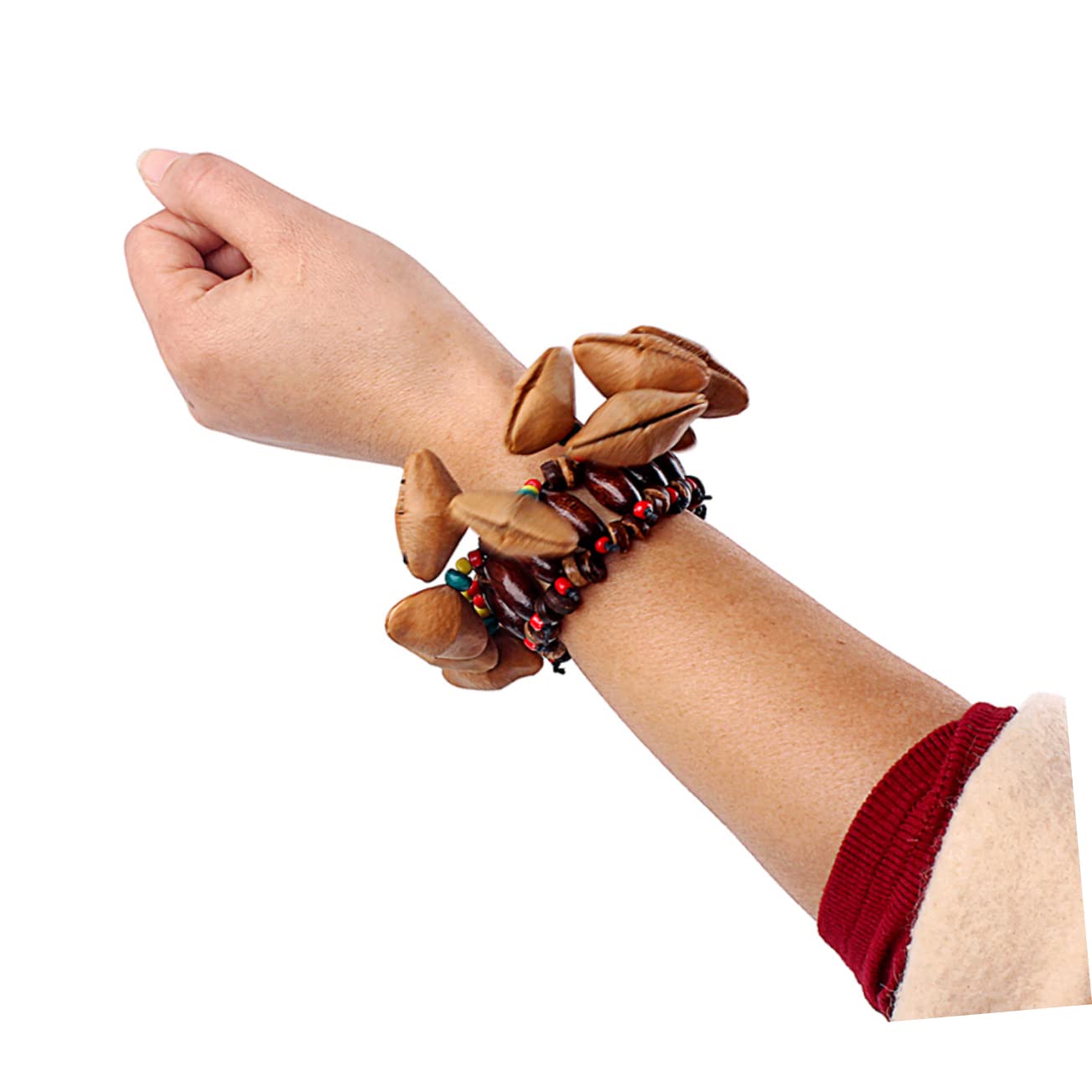 TOYANDONA 4 Piezas Campanilla de cáscara de nuez africana instrumentos de percusión brazalete de nuez juguetes instrumento musical pulsera de nuez tuerca campana de muñeca la campana