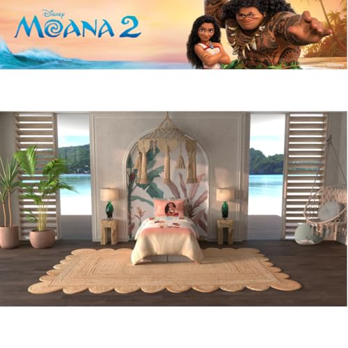 Image of Disney Moana 2 Kids Bedding Super Soft Microfiber Reversible Comforter and Sheet Set, 4 Piece Twin Size, (Officially Licensed Product) By Franco