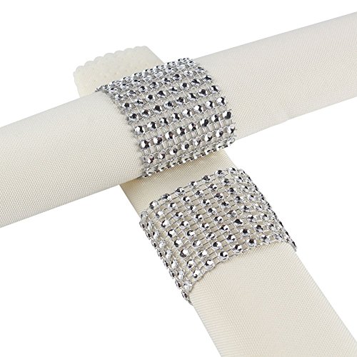 Plastic Rhinestone Napkin Rings Cum Holder For Chairs Sash Bows Banquet Wedding Birthday Party Decor (Silver, 25) #TOP6