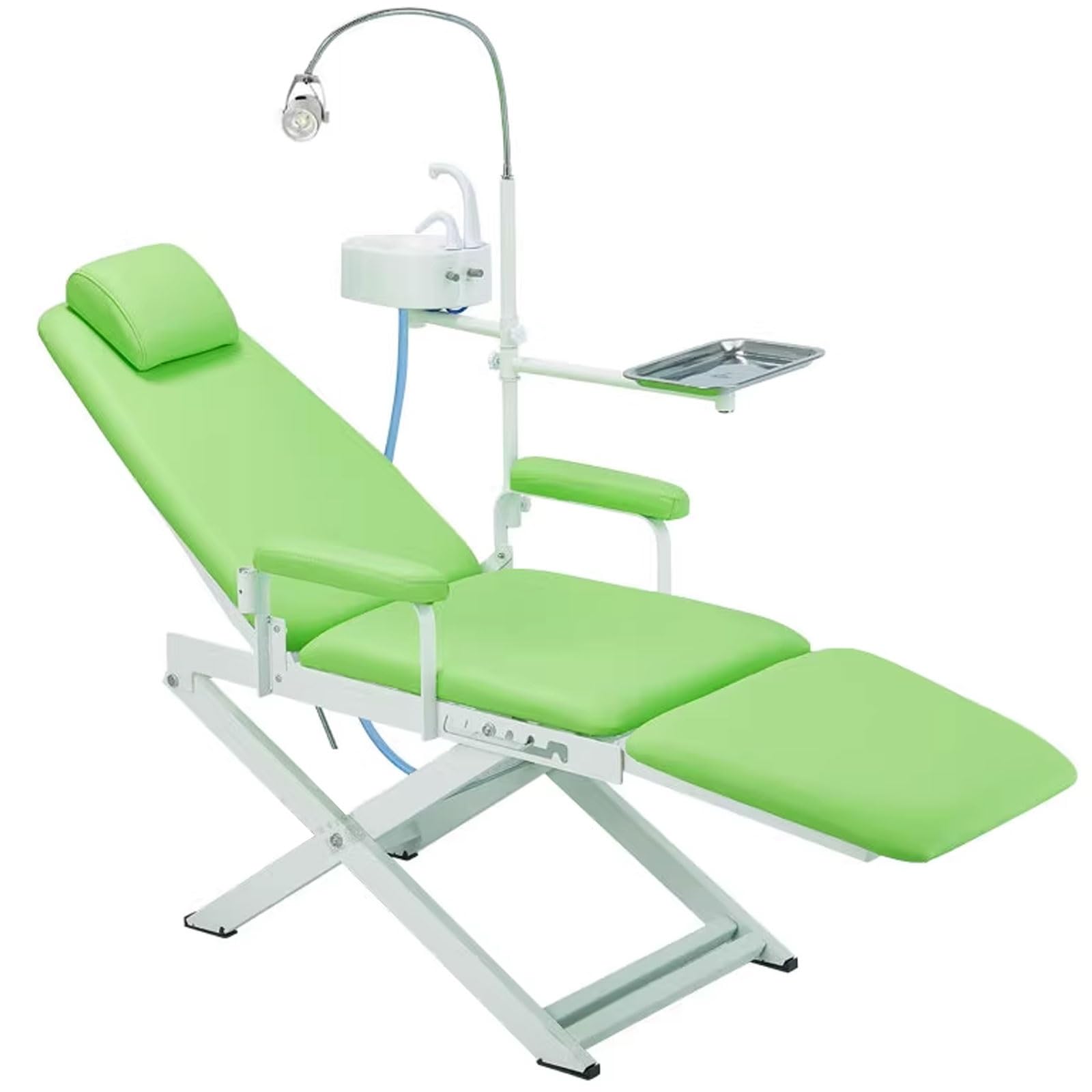 Zahnarzt Behandlungsstuhl Ergonomischer Zahnarztstuhl Stuhlbeindesign Aus Edelstahl Geeignet für Klinik Und Zuhause LED-Leuchten, Spucknäpfe Und Tabletts 220 V(Green)