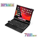 360度旋回 2020 iPad Pro 11キーボードケース タッチパッド搭載 七色バックライト付き Apple pencil充電対応 スタンドタイプ オートストップ機能 第2世代 ipad pro 11インチ 2020 手帳型 キーボードケース 一体型 ワイヤレス bluetooth キーボード (黒（360度旋回）)