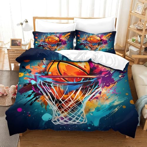 Housse de couette basket hypoallergénique parure de lit microfibre douce avec zip