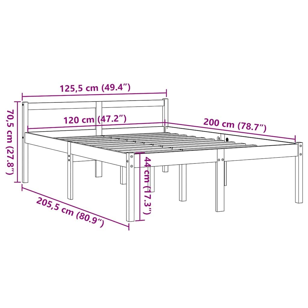 Massivholz Kiefer 44 cm hoher Einstieg Seniorenbett 120x200 cm Braun | Seniorenbett Massivholz Kiefer Wachsbraun 120x200 Komfortschlaghöhe Lattenrost Stauraum Bettleiter Seniorengerecht