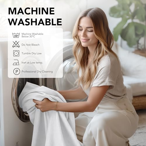 Deconovo 100% Light-Blocking Curtains with TPU Backing for Sound Insulation – Faux Linen Thermal Eyelet Drapes for Bedrooms, Greyish White, 66 x 72 Inch, 2 Panels - Image 9